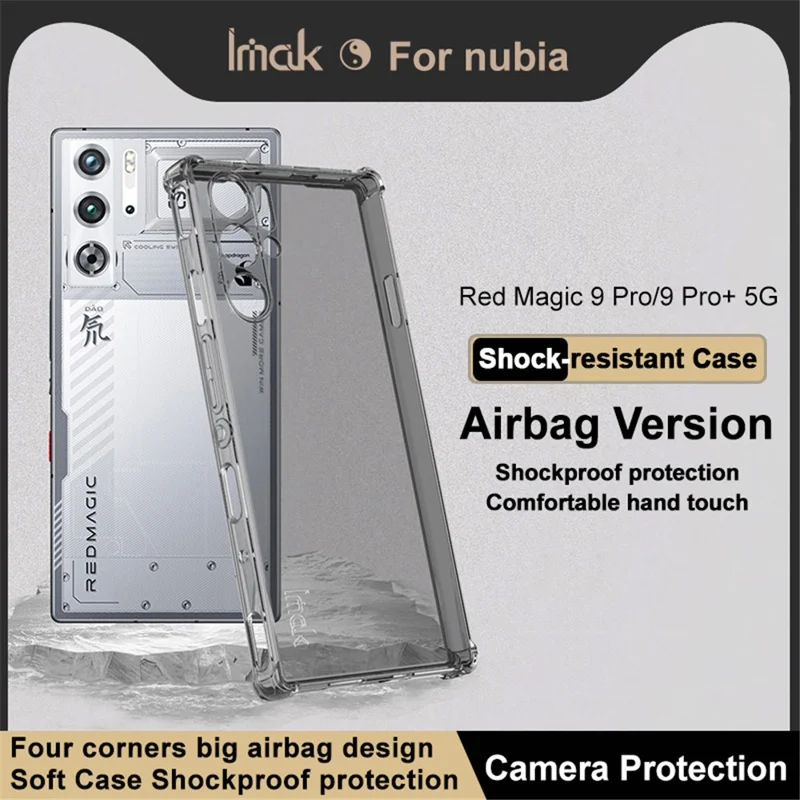 Imak Pour ZTE Nubia Red Magic 9 Pro 5G / 9 Pro + 5G Tpu Case Anti-drop Couverture de Téléphone Transparent - Noir Transparent