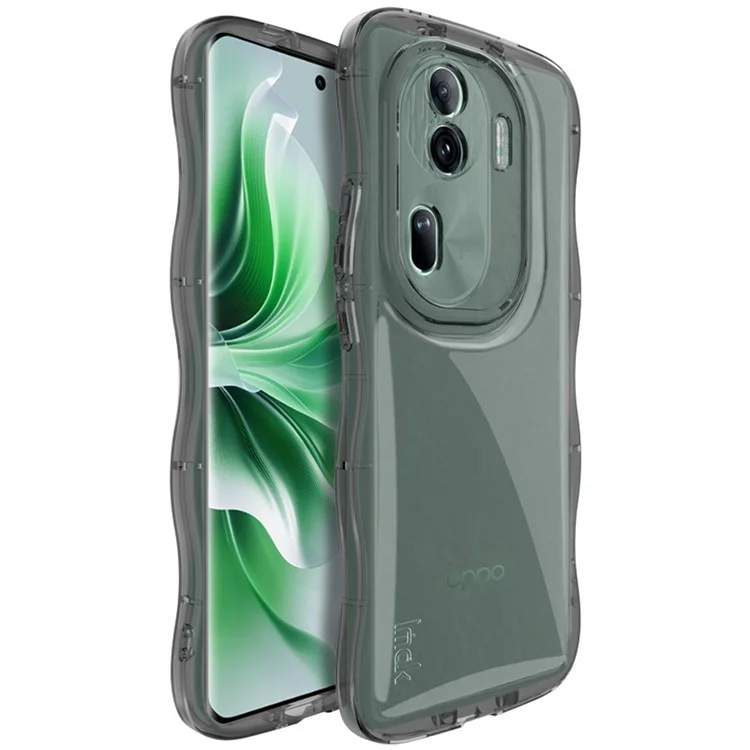 IMAK For Oppo Reno11 Pro 5G (Global) / Reno11 (China) 5G Cell Phone Case Shockproof TPU Curly Wave Frame Cover - Transparent Black
