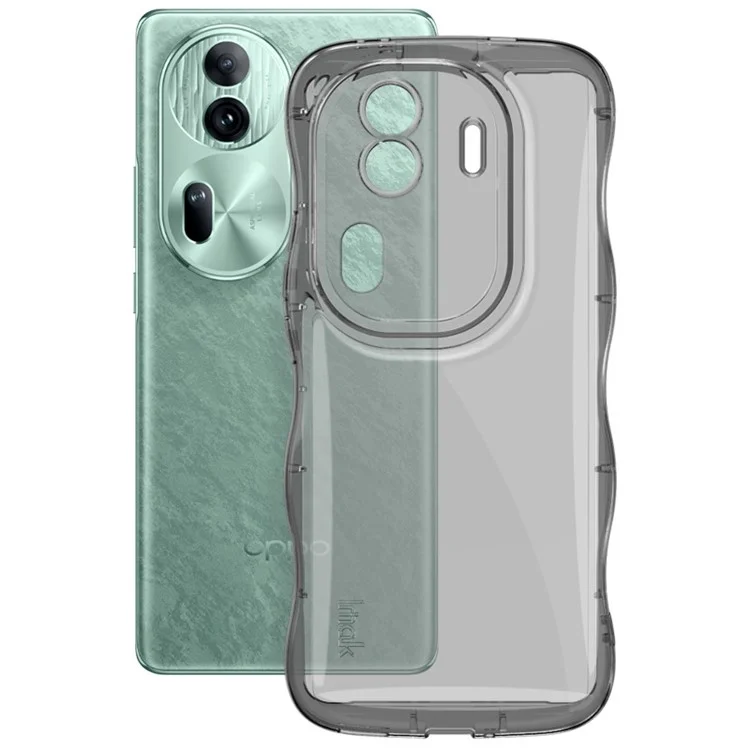 IMAK For Oppo Reno11 Pro 5G (Global) / Reno11 (China) 5G Cell Phone Case Shockproof TPU Curly Wave Frame Cover - Transparent Black