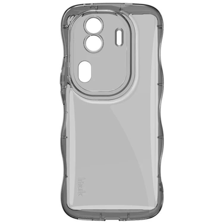 IMAK For Oppo Reno11 Pro 5G (Global) / Reno11 (China) 5G Cell Phone Case Shockproof TPU Curly Wave Frame Cover - Transparent Black