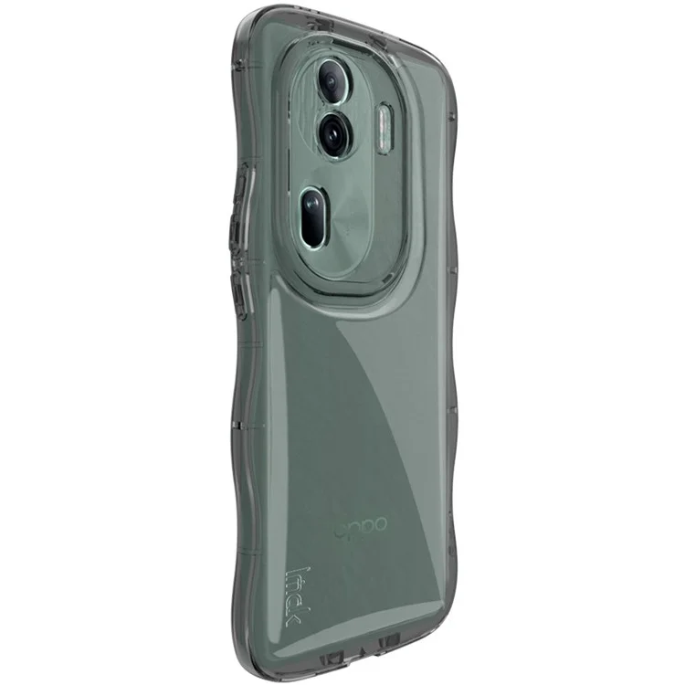 IMAK For Oppo Reno11 Pro 5G (Global) / Reno11 (China) 5G Cell Phone Case Shockproof TPU Curly Wave Frame Cover - Transparent Black