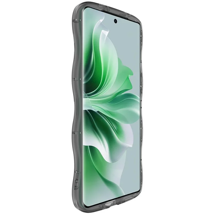 IMAK For Oppo Reno11 Pro 5G (Global) / Reno11 (China) 5G Cell Phone Case Shockproof TPU Curly Wave Frame Cover - Transparent Black