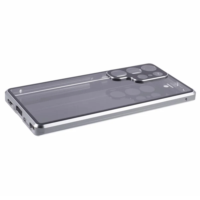 Privacy Magnetic Case for Samsung Galaxy S22 Ultra 5G Double-Sided Tempered Glass Phone Cover - Silver