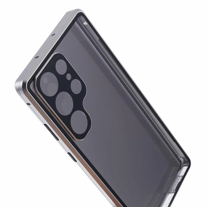 Privacy Magnetic Case for Samsung Galaxy S22 Ultra 5G Double-Sided Tempered Glass Phone Cover - Silver