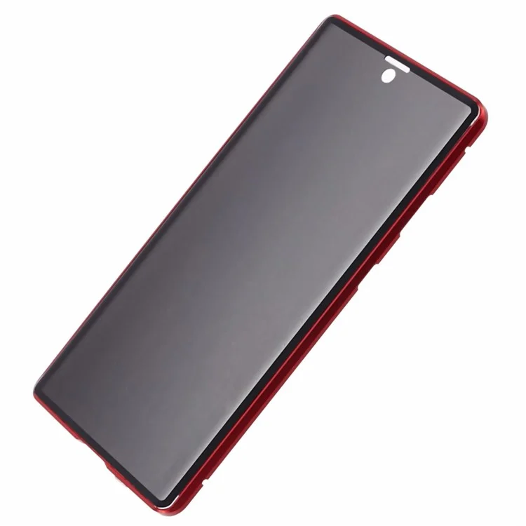 Pour Samsung Galaxy S23 Ultra Anti Peeping Case Tempered Glass Magnetic Adsorption Metal Frame Phone Cover - Rouge