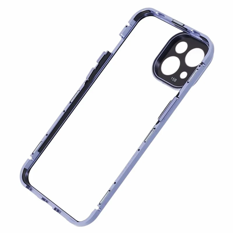 Magnetic Case for iPhone 15 Double-Sided Clear Tempered Glass Phone Cover - Blue