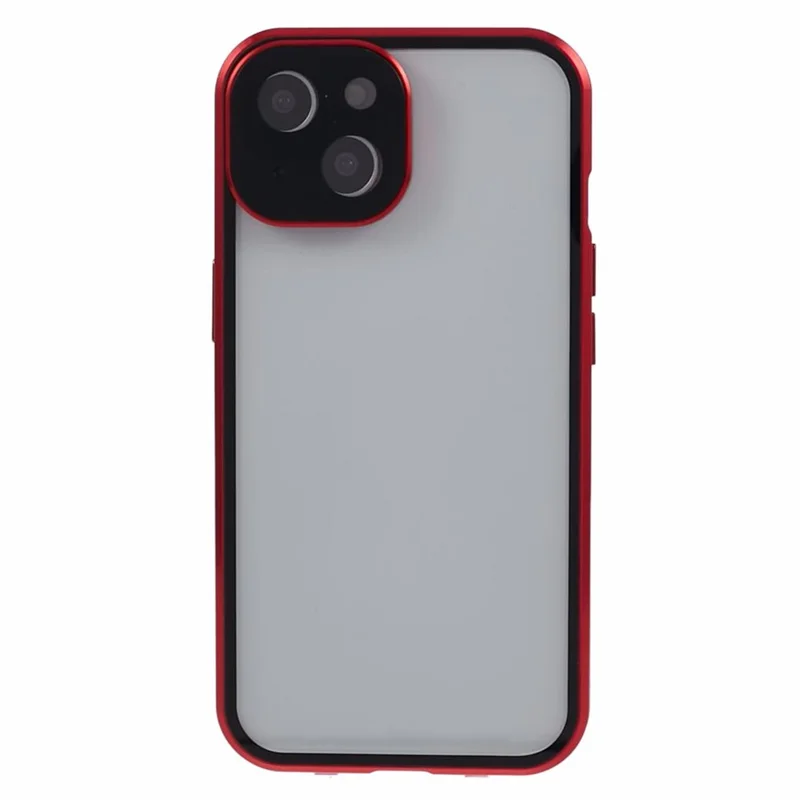 For iPhone 15 Plus Phone Case 360-Degree Double-Sided Protection Tempered Glass with Safety Lock - Red
