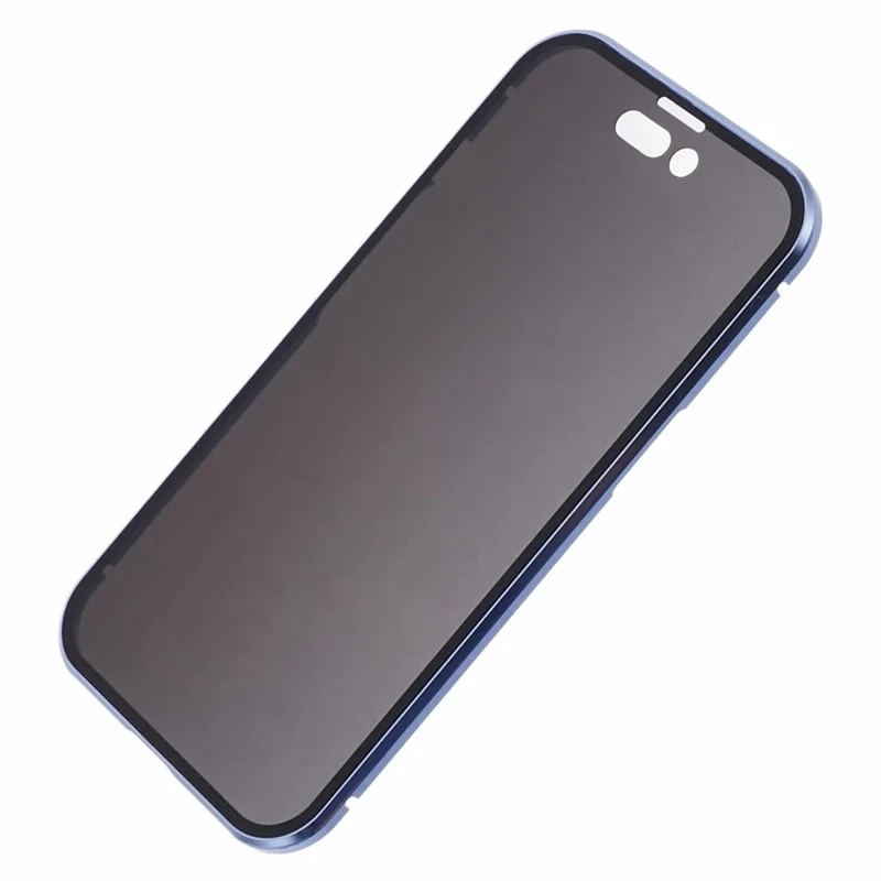 For iPhone 15 Plus Phone Case Anti-Peeping Double-Sided Tempered Glass Cover Magnetic Adsorption - Blue