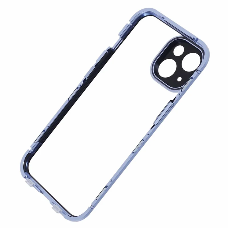 For iPhone 15 Plus Phone Case Anti-Peeping Double-Sided Tempered Glass Cover Magnetic Adsorption - Blue