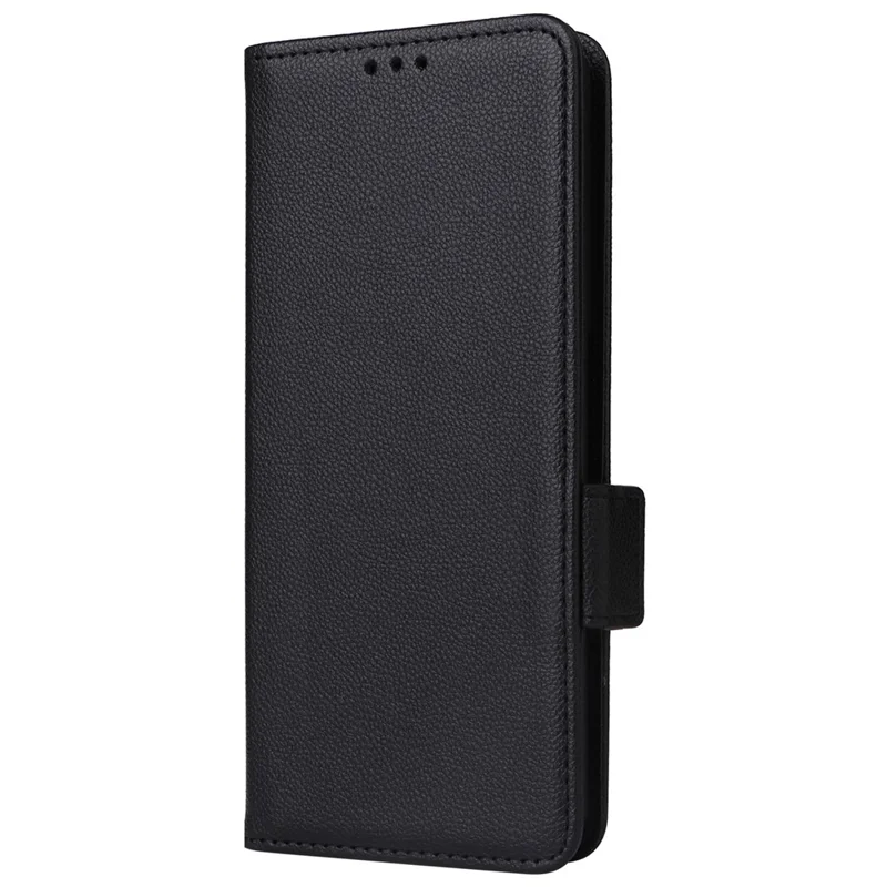 Für TCL 40 NxtPaper Case Stoßfest Litchi-Textur PU-Leder Geldbörse Handyhülle mit Riemen - Schwarz