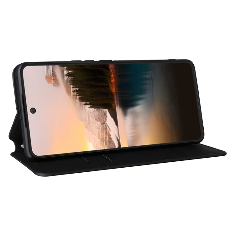 Para TCL 40 NxtPaper Funda magnética de cuero PU con relieve en forma de rombo - Negro