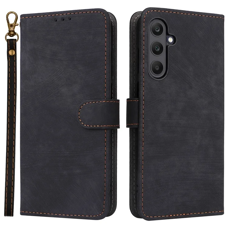 Para Samsung Galaxy A25 5G (Global) (161,0 x 76,5 x 8,3 mm) Capa Carteira de Couro PU com Bloqueio RFID 3 Slots para Cartão Capa Protetora - Preto