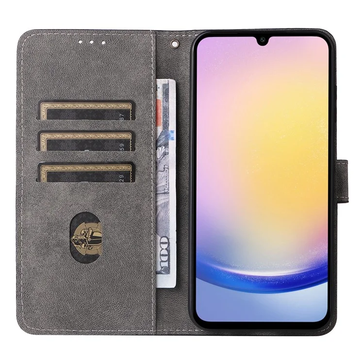 Para Samsung Galaxy A25 5G (Global) (161,0 x 76,5 x 8,3 mm) Capa Carteira de Couro PU com Bloqueio RFID 3 Slots para Cartão Capa Protetora - Preto