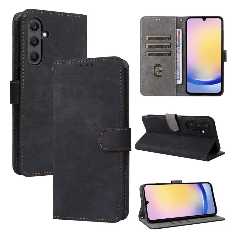 Para Samsung Galaxy A25 5G (Global) (161,0 x 76,5 x 8,3 mm) Capa Carteira de Couro PU com Bloqueio RFID 3 Slots para Cartão Capa Protetora - Preto