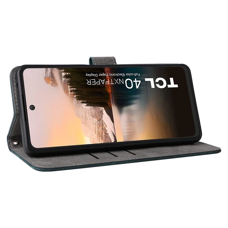 Per TCL 40 NxtPaper Stand Folio Phone Case con blocco RFID 3 slot per schede - Verde