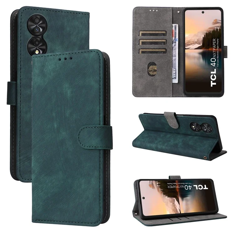 Per TCL 40 NxtPaper Stand Folio Phone Case con blocco RFID 3 slot per schede - Verde