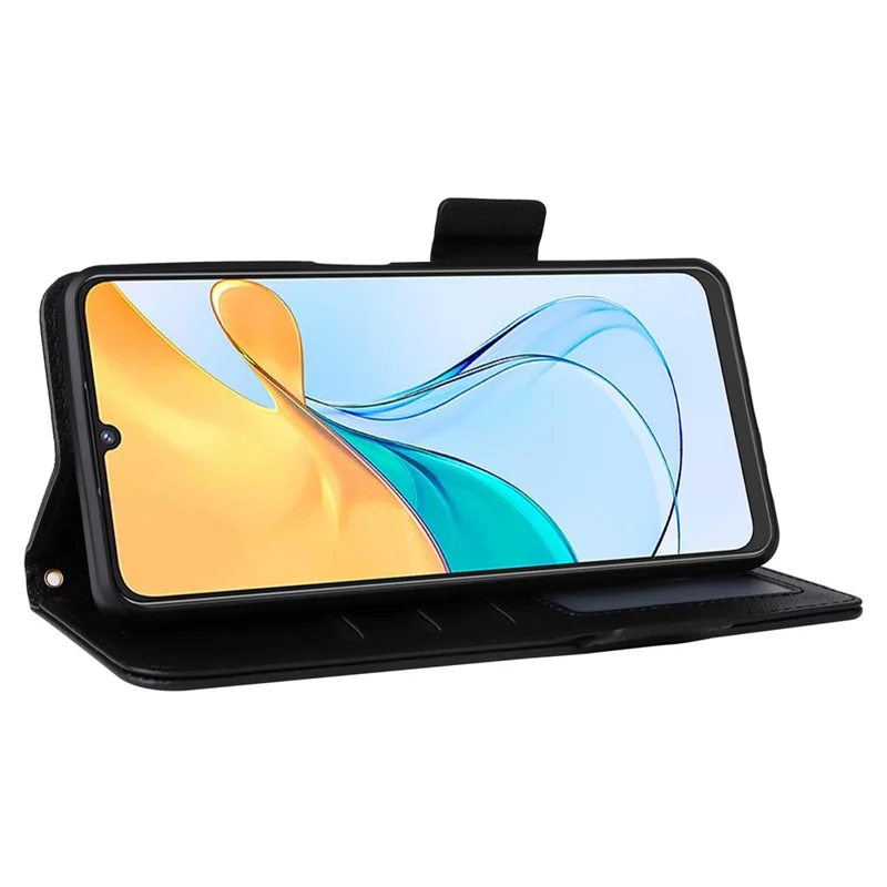 For ZTE Blade V50 Vita Magnetic Case Litchi Texture PU Leather Flip Stand Phone Cover - Black