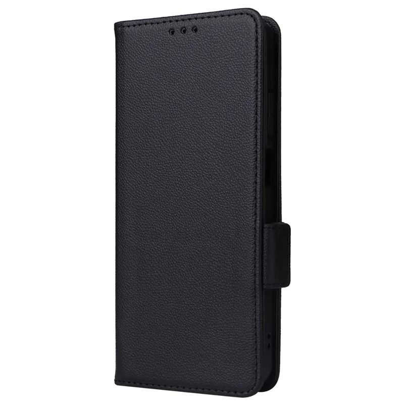 For ZTE Blade V50 Vita Magnetic Case Litchi Texture PU Leather Flip Stand Phone Cover - Black
