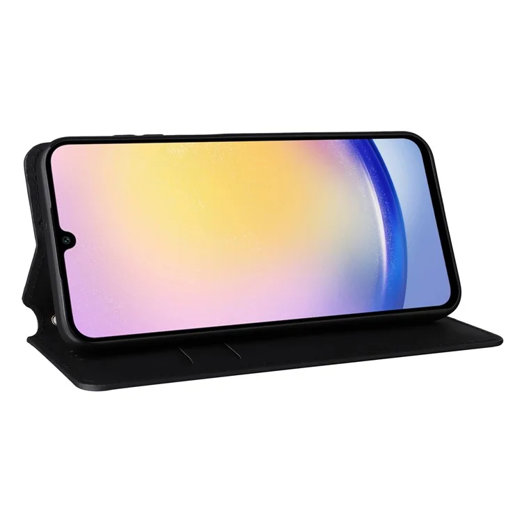 For 	Samsung Galaxy A25 5G (Global) (161.0 x 76.5 x 8.3mm) Magnetic Phone Case PU Leather Wallet Card Slots Phone Cover - Black