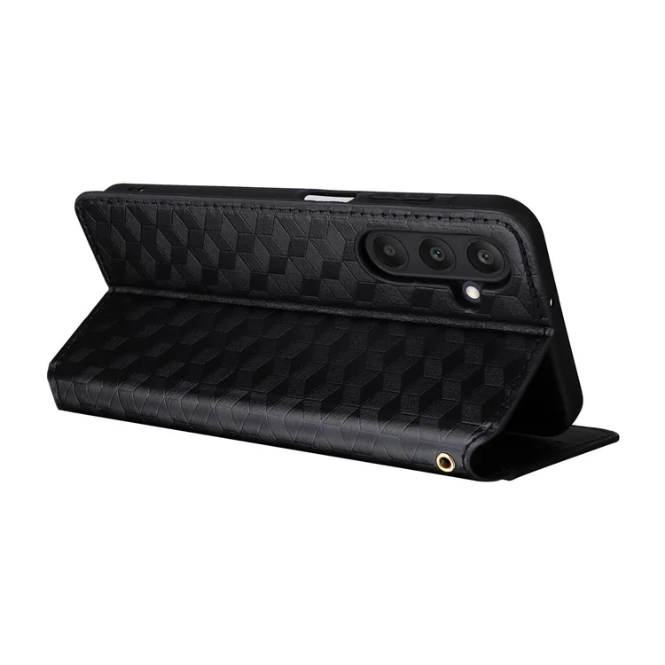 For 	Samsung Galaxy A25 5G (Global) (161.0 x 76.5 x 8.3mm) Magnetic Phone Case PU Leather Wallet Card Slots Phone Cover - Black