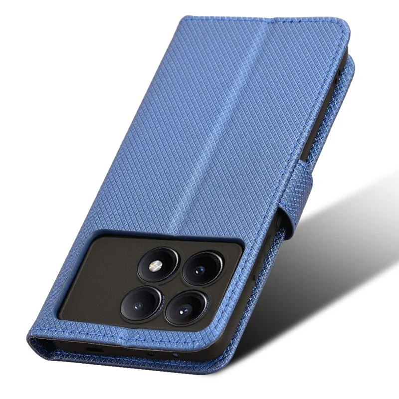 Für Xiaomi Redmi K70E 5G / Poco X6 Pro 5G Handyhülle Brieftasche Handgelenkband Kartenfächer Lederhülle - Blau