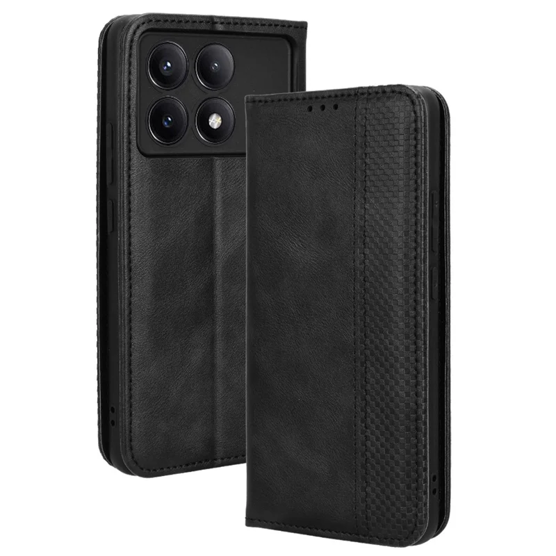 Portafoglio in pelle per Xiaomi Poco F6 Pro 5G / Redmi K70 5G / K70 Pro 5G Supporto per telefono - Nero