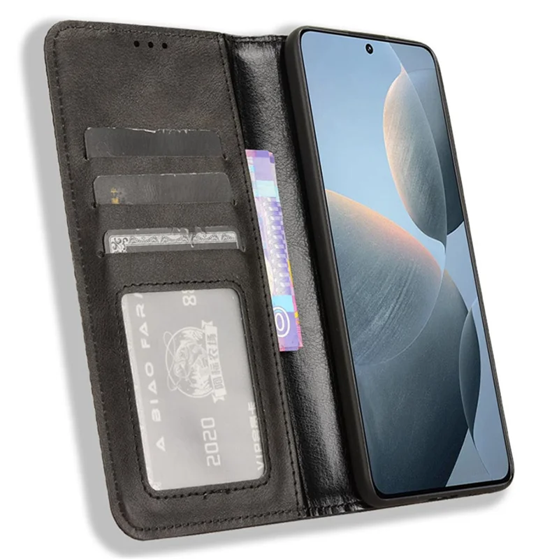Portafoglio in pelle per Xiaomi Poco F6 Pro 5G / Redmi K70 5G / K70 Pro 5G Supporto per telefono - Nero