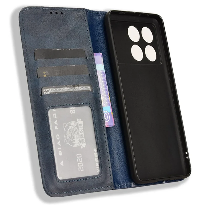 Portafoglio in pelle per Xiaomi Poco F6 Pro 5G / Redmi K70 5G / K70 Pro 5G Supporto per visione telefonica - Blu