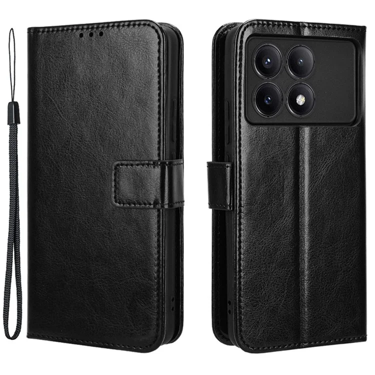 For Xiaomi Redmi K70E 5G / Poco X6 Pro 5G Wallet Case 3 Card Slots TPU Interior Protective Cover - Black