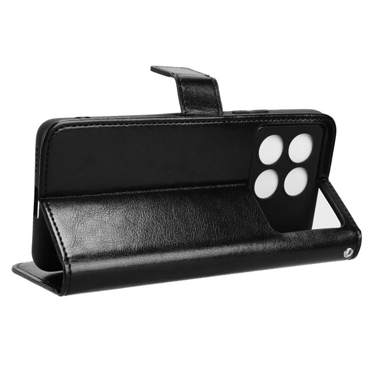 For Xiaomi Redmi K70E 5G / Poco X6 Pro 5G Wallet Case 3 Card Slots TPU Interior Protective Cover - Black