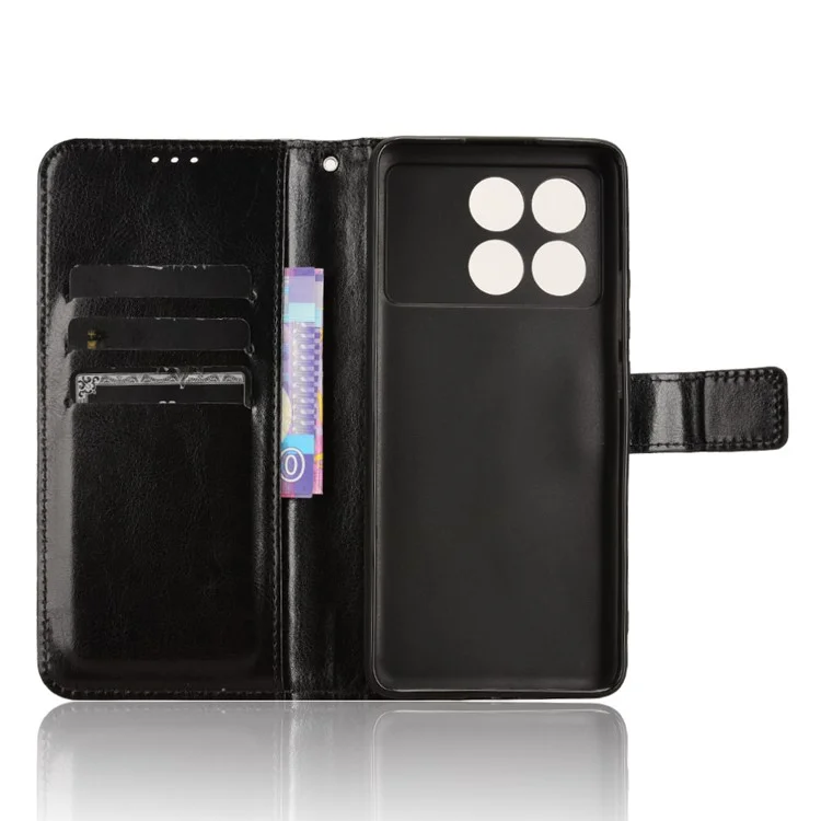 For Xiaomi Redmi K70E 5G / Poco X6 Pro 5G Wallet Case 3 Card Slots TPU Interior Protective Cover - Black