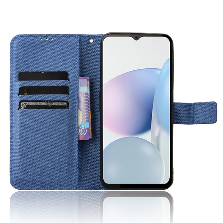 Capa para Cubot Note 50 Phone Case, em Couro PU com Suporte, com 3 Ranhuras para Cartões e Textura de Diamante - Azul