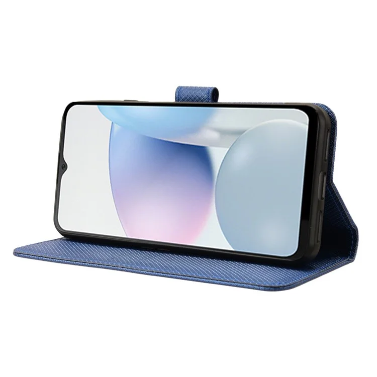 Capa para Cubot Note 50 Phone Case, em Couro PU com Suporte, com 3 Ranhuras para Cartões e Textura de Diamante - Azul