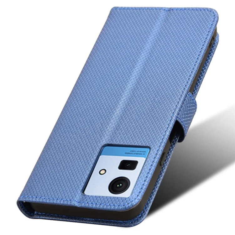 Capa para Cubot Note 50 Phone Case, em Couro PU com Suporte, com 3 Ranhuras para Cartões e Textura de Diamante - Azul