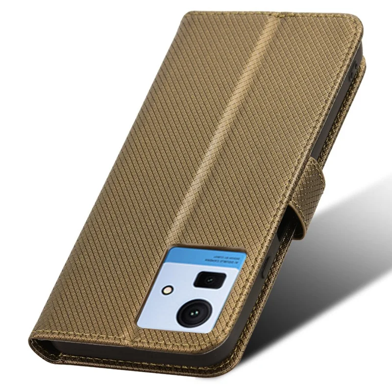 Чехол для смартфона Cubot Note 50, кожаный, со стойкой, с 3 слотами для карт, текстура "бриллиант" - коричневый