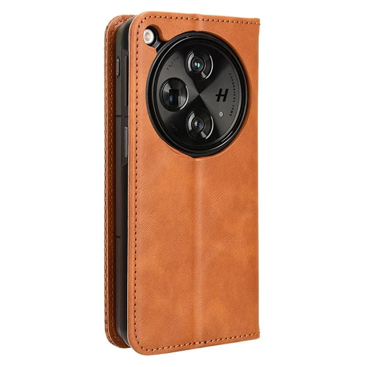 Retro-Serie für Oppo Find N3 5G / OnePlus Open Case Card Slots PU Leder Handyhüllen - Braun
