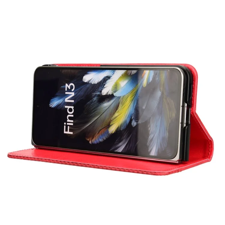 Retro Series For Oppo Find N3 5G / OnePlus Open Case Card Slots PU Leather Phone Covers - Red