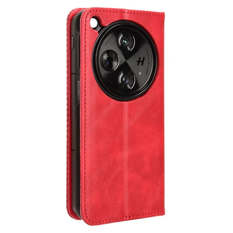 Retro Series For Oppo Find N3 5G / OnePlus Open Case Card Slots PU Leather Phone Covers - Red