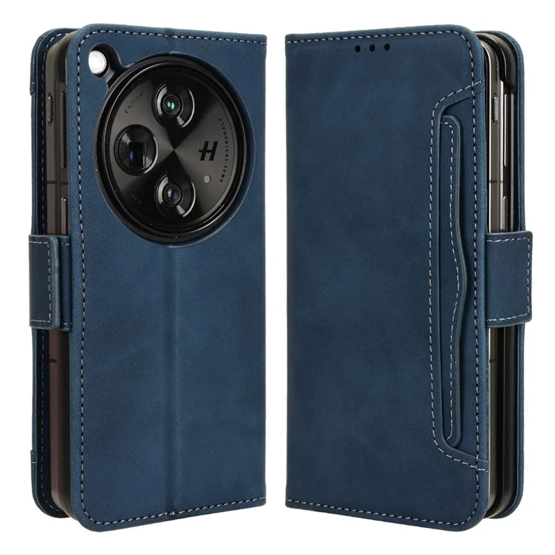 For Oppo Find N3 5G / OnePlus Open PU Leather Protective Case Card Holder Stand Flip Cover - Blue