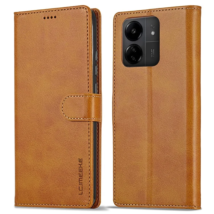 LC.IMEEKE per Xiaomi Redmi 13C 4G / 5G / 13R 5G / Poco M6 5G / Poco C65 4G Custodia Magnetica per Telefono con Texture in Pelle di Vitello - Giallo