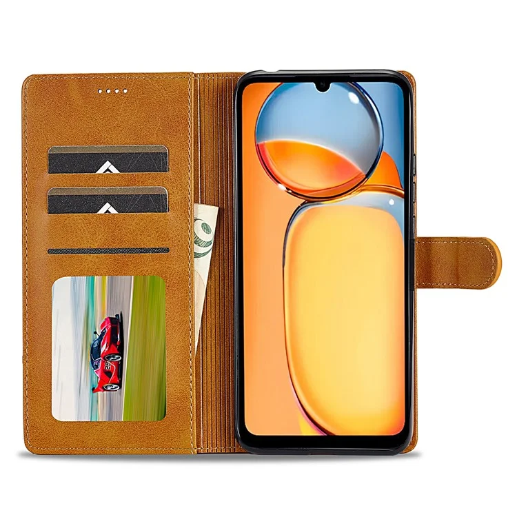 LC.IMEEKE per Xiaomi Redmi 13C 4G / 5G / 13R 5G / Poco M6 5G / Poco C65 4G Custodia Magnetica per Telefono con Texture in Pelle di Vitello - Giallo