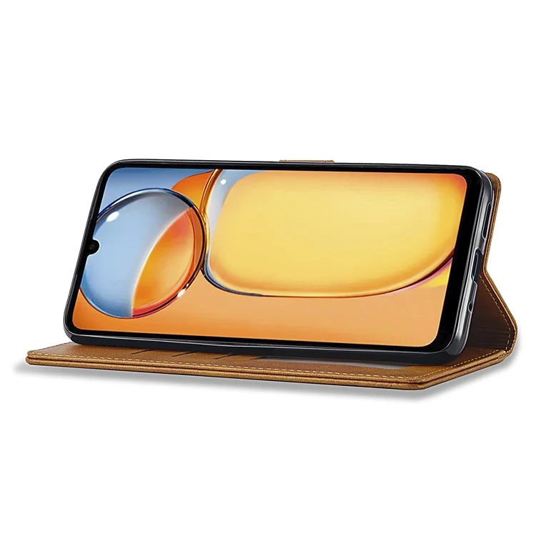 LC.IMEEKE per Xiaomi Redmi 13C 4G / 5G / 13R 5G / Poco M6 5G / Poco C65 4G Custodia Magnetica per Telefono con Texture in Pelle di Vitello - Giallo