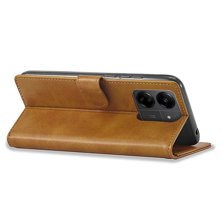 LC.IMEEKE per Xiaomi Redmi 13C 4G / 5G / 13R 5G / Poco M6 5G / Poco C65 4G Custodia Magnetica per Telefono con Texture in Pelle di Vitello - Giallo