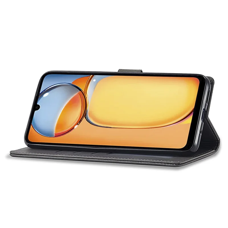 LC.IMEEKE Per Xiaomi Redmi 13C 4G / 5G / 13R 5G / Poco M6 5G / Poco C65 4G Custodia Magnetica per Telefono in Pelle Texture Vitello - Grigia