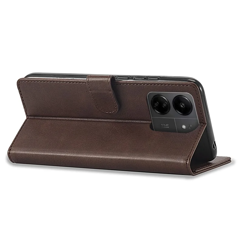 LC.IMEEKE For Xiaomi Redmi 13C 4G / 5G / 13R 5G / Poco M6 5G / Poco C65 4G Magnetic Phone Case Calf Texture Leather Wallet Cover - Brown