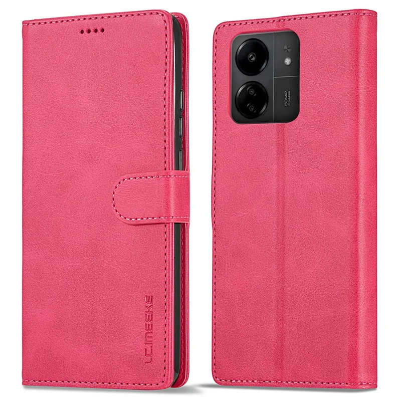 LC.IMEEKE For Xiaomi Redmi 13C 4G / 5G / 13R 5G / Poco M6 5G / Poco C65 4G Magnetic Phone Case Calf Texture Leather Wallet Cover - Rose