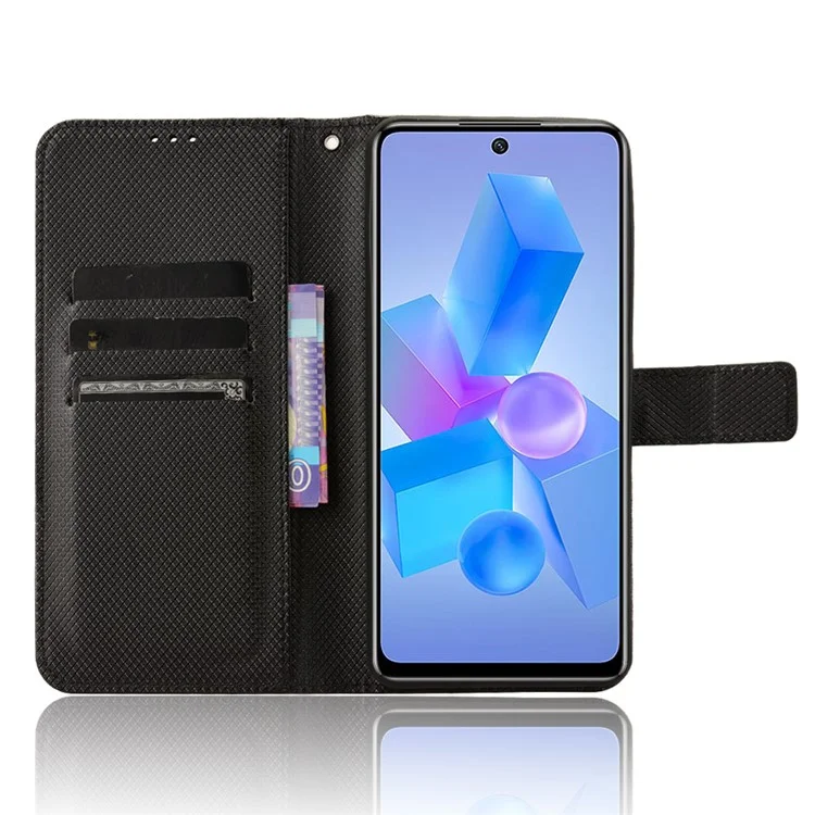 For Infinix Hot 40 X6836 / Hot 40 Pro X6837 Leather Case Diamond Texture Phone Wallet - Black