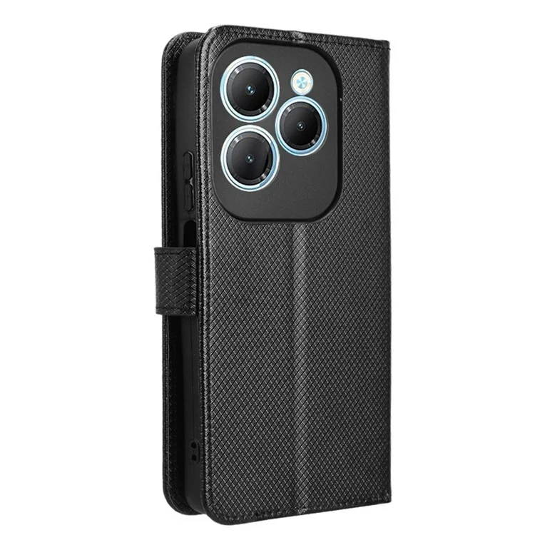 For Infinix Hot 40 X6836 / Hot 40 Pro X6837 Leather Case Diamond Texture Phone Wallet - Black