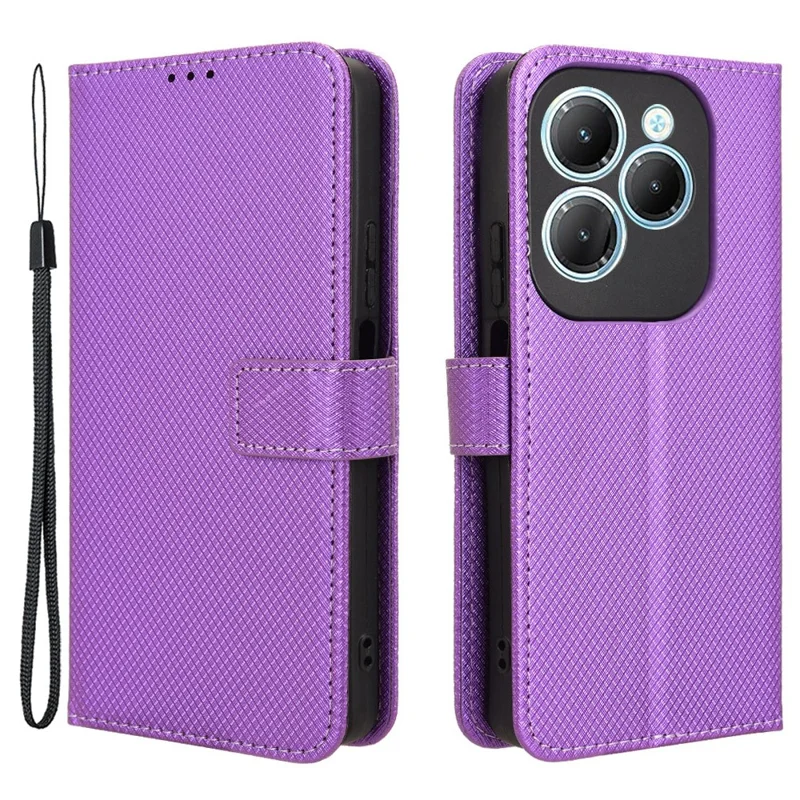 For Infinix Hot 40 X6836 / Hot 40 Pro X6837 Leather Case Diamond Texture Phone Wallet - Purple