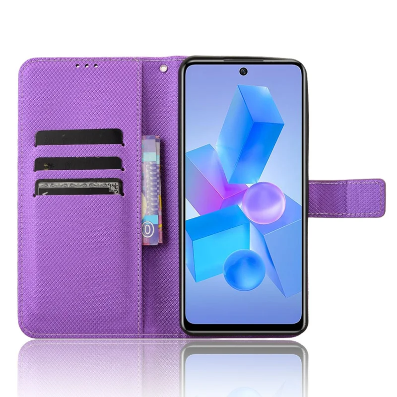 For Infinix Hot 40 X6836 / Hot 40 Pro X6837 Leather Case Diamond Texture Phone Wallet - Purple